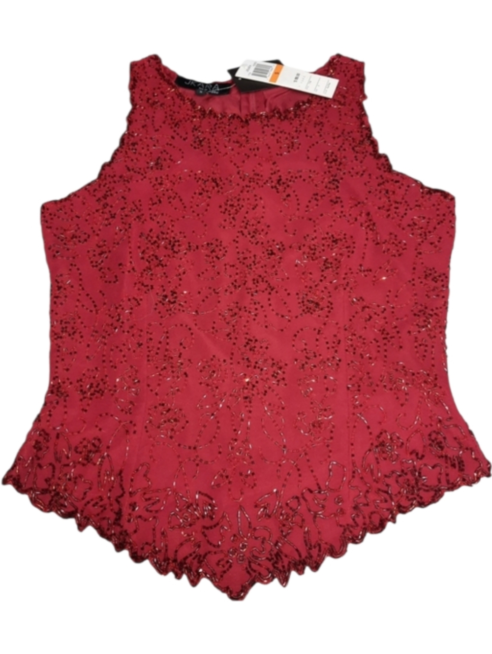 J KARA Red Beaded Evening Top NWT SZ S